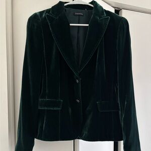 Tahari Dark Green Velvet Blazer